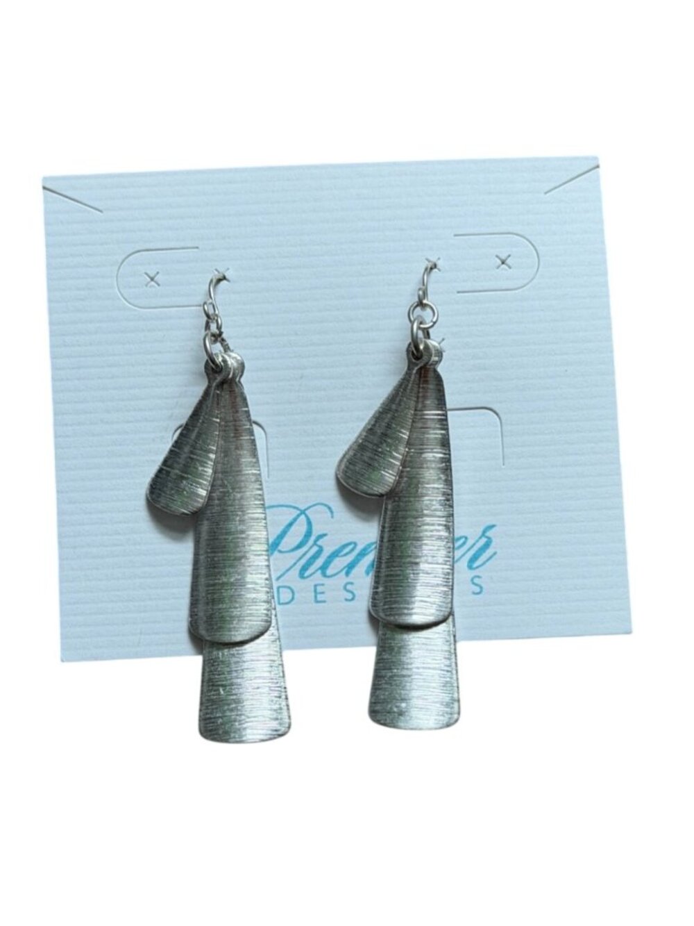Premier Designs Textured Silver-Tone Dangle Earrings-2.75 in-NWT
